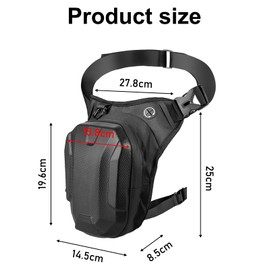 Asfrode Motorcycle Leg Bag, 20 x 15 x 8.5 cm, Bum Bag, Waterproof Belt Bag, Men Women Thigh Motorcycle Bag, Leg Thigh Bag for Cycling, Hiking, Running, Sports, Motorcycle, black, Modern