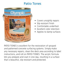 Olympic Patio Tones - Sand Valley - 1 Gallon - Non-slip acrylic deck and patio coating, concrete restorer.