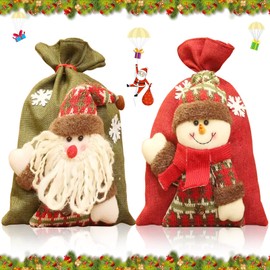 TOPJOWGA Christmas Sack, Gift Bag for Christmas, Christmas Bags with Drawstring, Santa Bag for Filling, Christmas Bags for Christmas Gift Wrapping