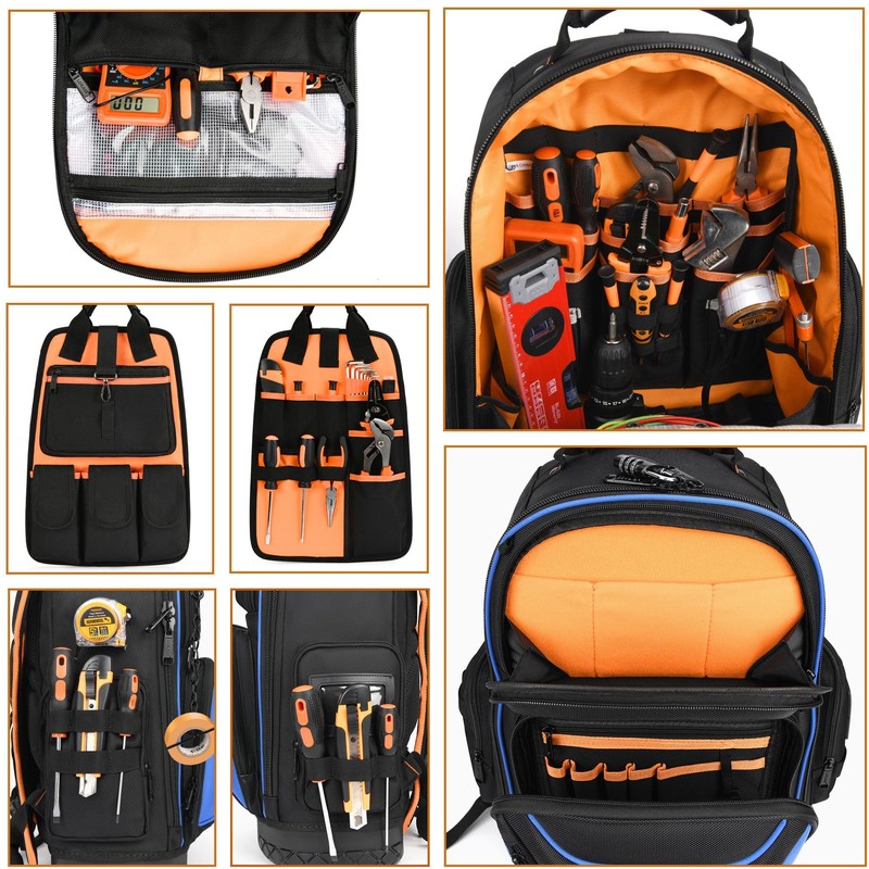 Tool Backpack Bag, Durable Electrician Backpack Tool Bag for HVAC