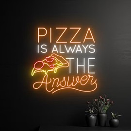Pizza Is Always The Answer Neon Sign, Pizza Neon Light, Pizza Led Light, Pizza Led Sign, Italian Food Room Wall Decor, Restaurant Neon Light Size:20inch