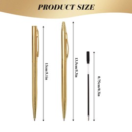 50 Pcs Gold Metal Pens Retractable Ballpoint Pen Bulk Slim Ballpoint Pens 1mm Medium Point Pens with Black Ink for Wedding School Business Office Supplies (Modern, 50)