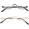 REAVEE 2 Pack Retro Designer Half Moon Reading Glasses Women