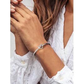 U7 Love Knot Bracelet For Women Girlfriend Platinum Silver Womens Lovely Heart Bangle Valentines Bracelets Wedding Jewellery