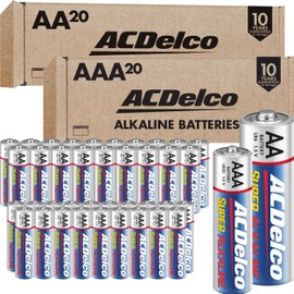 ACDelco Double AA and Triple AAA Batteries, 40-Count Battery Combo Pack for Home and Office, 20-Count Each, 10-Year Shelf Life