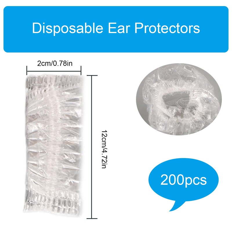 200PCS Clear Disposable Ear Covers, Disposable Ear Covers for Hair