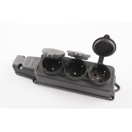 Schuko Solid Rubber Plug, Coupling or Schuko Socket Rubber Set 16A/250V (Triple Socket)