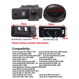 HD CCD Colour Reversing Camera Parking Aid Waterproof Shockproof for A4 Avant A3 8P B7 4F 8E S3 S4 B6 8H A6L/A6/C6 (Model 0728 with Screw Hole)