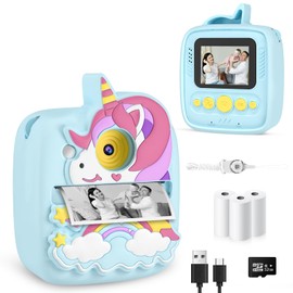 Kids Camera Instant Print, Christmas Birthday Gifts for Kids Age 3-8, 48MP &1080P Kids Camera with Print Paper, Portable Toy Instant Camera for Kids 3 4 5 6 7 8 9 10 Year Old Boys Gifts/Girl Gifts