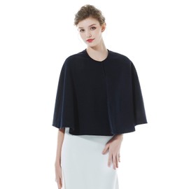 BEAUTELICATE Women's Wedding Hooded Cape Bridal Cloak Poncho Full Length Navy Blue