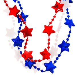 Rhode Island Novelty 33 Inch Patotic Star Bead Necklaces 12 Per Order