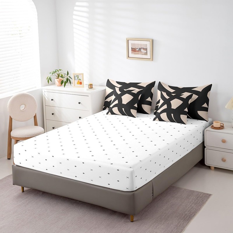Feelyou Adults Black and Dark Tan Comforter Set Queen 7