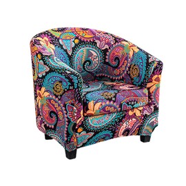 NILUOH Club Chair Slipcover 2 Piece Stretch Barrel Chair Covers Printed Tub Chair Slipcovers Soft Accent Armchair Sofa Protector for Living Room（Flowers 10）