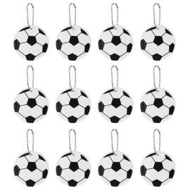 PATIKIL Reflective Keychain Tags, 12 Pack Reflective Football Pendant PVC High Visibility Reflector Tags Waterproof Safety Reflector for Backpack Handbag, Silver-white