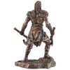 Veronese Viking with Two Axes Made of Artificial Stone Bronzed