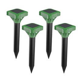 ULTRABOT Solar Mole Repellent Ultrasonic Snake Gopher Repeller Outdoor Waterproof Sonic Groundhog Repellent for Lawn Get Rid of Snake Vole Gopher Groundhog Skunk Chipmunk (4), Green