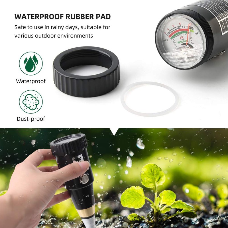 KKnoon Soil Meter, Soil Meter, 2-in-1, Soil PH/Moisture Meter, Waterproof,