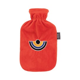 Fashy Hot Water Bottle with Fleece Cover and Embroidery Half Circle Orange 2 L