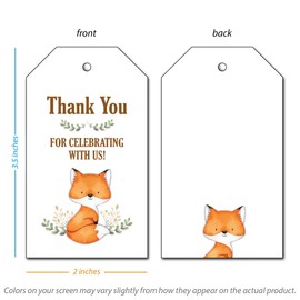 25 Fox Thank You Tags for Woodland Baby Shower or Birthday Favors