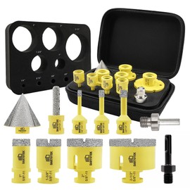 Diamond Core Drill Bits Set 10PCS - DARTOTEK Tile Hole Saw Kit (6/8/10/25/35/50/65mm/10mm/2/HEX for Porcelain, Ceramic Tile, Granite, Marble, Masonry