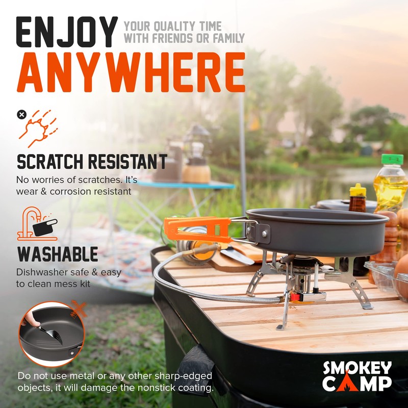 11 Pcs Smokey Camp Backpacking Cooking Set - Compact Camping