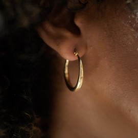 Made by Nami Women's Creole Earrings Gold Stainless Steel Waterproof Jewellery, Stainless Steel