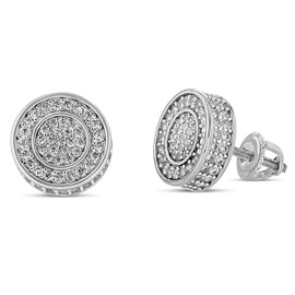 Mens Ladies 14K Gold Over Silver Lab Diamond Earrings Screw Back Studs Iced Out aretes para hombre - Men's Earrings, Screw Back, Men's Jewelry, Hip hop Earring