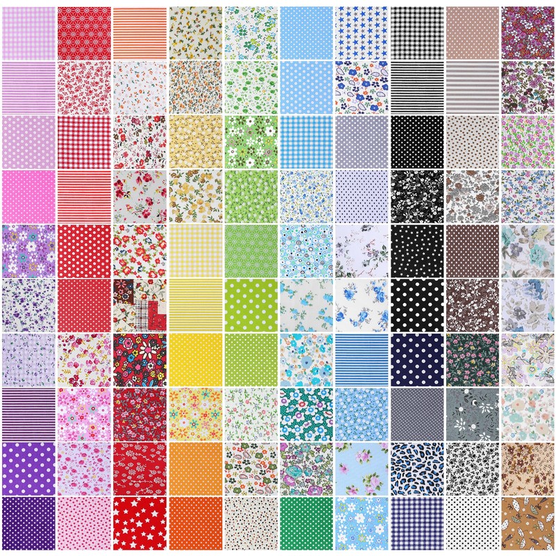 Ckhoid 100 Pcs 10 x 10 Inches Cotton Fabric Squares