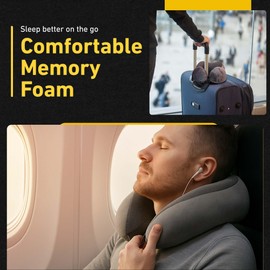 Kinetic Sleep Neck Travel Pillow | Memory Foam Neck Pillow for Comfort on Airplane | U Shape Neck Pillow for Traveling Suitable for Airplanes, Cars, Trains & Home | Ideal for Adults and Kids