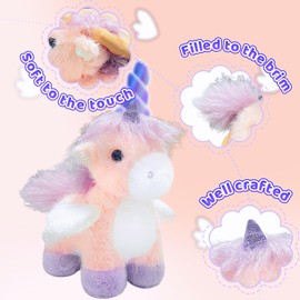 12" Pink Unicorn Stuffed Animals for Girls ＆ Boys, Kawaii Horse Plushies, Cute Horse Plush Toys, Soft Winged Unicorn Stuffed Animal Plush Toys for Valentines Day Gifts, Christmas Decorations
