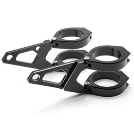 Alchemy Parts Premium CNC Motorcycle Headlight Brackets for Cafe Racer & Street Motorbikes | Short Arm with Indicator Holes | T6061 Aluminium | Adjustable | 2-Piece Fork Clamps (34-35mm)