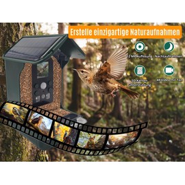 Berger & Schröter Bird Feeder with 1080P Camera, Solar Water Drinker, 940nm IR LED, Automatic Video/Photo Recording of Birds, Motion Detection, Night Vision