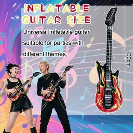 Pack of 5 Inflatable Guitar, Air Guitars for Inflating, 100 cm Air Guitar, Guitar Inflatable for 80s 90s Music Party Birthday Decoration Photo Booth Carnival