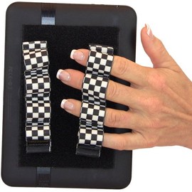 LAZY-HANDS 4-Loop Grips (x2 Grips) for e-Readers - FITS Most (Black & White Checkers)