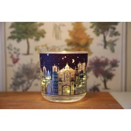 Fresh Orange Blossom Scented LED-Glow Scented Candle| Unique STAR CITY NIGHT Patterns