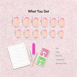 Uñas postizas cortas con punta francesa ovalada y pegamento, uñas postizas estilo ojo de gato nude en 12 tamaños, kit de 24 uñas postizas de gel suave