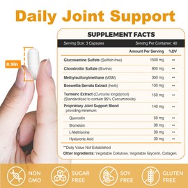 ZEBORA Glucosamine Chondroitin, Joint Supplements for Women/Men, with MSM, Turmeric, Joint Support Supplement, Shellfish-Free, 120 Capsules