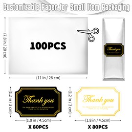 Dreamtop 100PCS Large Dubai Chocolate Bar Pistachio Wrappers Packaging with Stickers, 11 x 7.9 inch Chocolate Bar Silver Aluminum Foil Wrapper for Candy, Caramel, Granola Bar