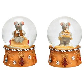 2 Cute Mini Snow Globes with Christmas Muffin Pastel Colours Christmas Bakery Santa Claus Width 45 mm Height 65 mm 230-10039794ab