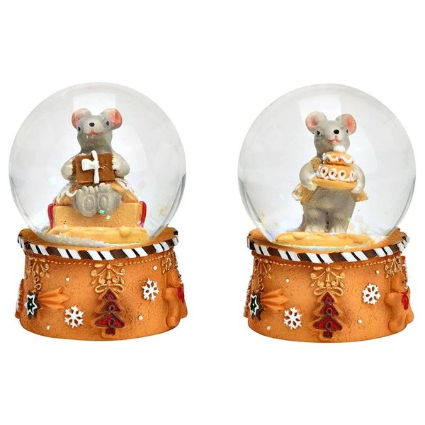 2 Cute Mini Snow Globes with Christmas Muffin Pastel Colours