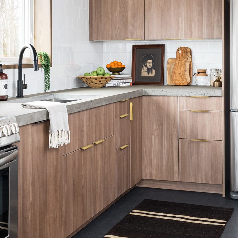 Peaha 10 Pack Cabinet Handles Brushed Brass Kitchen Drawer Pulls