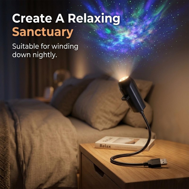 2-in-1 Star Projection & Warm Night Light – Galaxy Projector