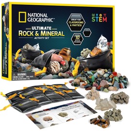 NATIONAL GEOGRAPHIC Kids Rock Collection – 1.25 lb. Assorted Rocks, Minerals & Gemstones Plus 50 Cool Rocks & Minerals to Share, STEM Earth Science Kit for The Classroom, Homeschool & More