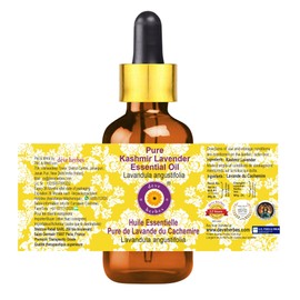 Deve Herbes Pure Kashmir Lavender Essential Oil (Lavandula angustifolia) with Glass Dropper Natural Therapeutic Grade Steam Distilled 2ml (0.06 oz)