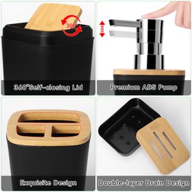 XLHOMO XLHOMO Bathroom Sets with Shower Curtain and Rugs,24PCS Black Bathroom Set Shower Curtain Set with Bathroom Trash Can Bathroom Accessories