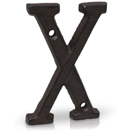 Basic Fundamentals 3-Inch Cast Iron Letters for Wall and Mailbox - Letter X - Industrial Design Mailbox Letters for Address Sign and House Decor - Black Brown