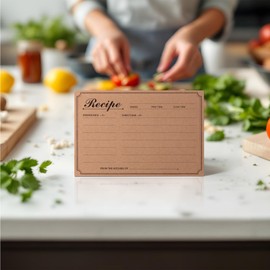 Recipe Cards 4x6 Double-Sided, 50-Pack Blank Kraft Recipe Cards, Minimalist and Rustic Design for Bridal Shower