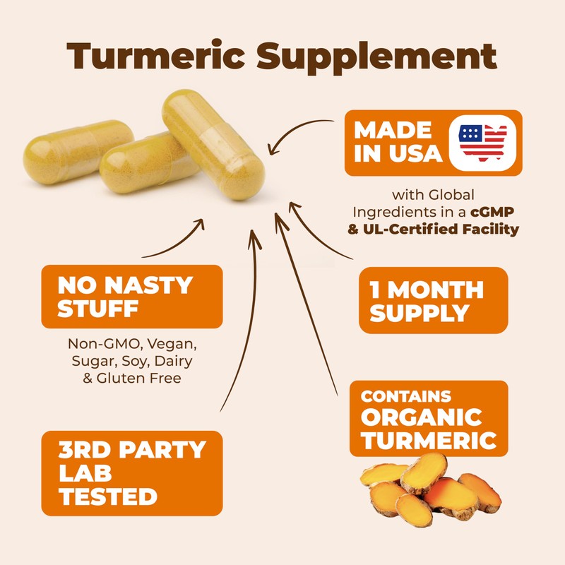 Turmeric Supplement with 65% Boswellia Extract Capsules - Turmeric Curcumin
