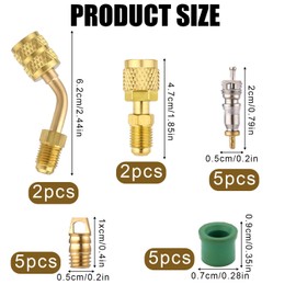 Gosknor 19pcs R410A Mini Split Adapter Kit, 2 Straight and 2 Angled R410A Adapter 5/16 Inch to 1/4 Inch HVAC Adapter for Air Conditioners HVAC and Refrigeration Service