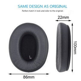 Replacement Ear Pads for Audio-Technica ATH-SR9 / ATH-DSR9BT / ATH-DSR7BT Headphones, Premium Protein Leather Memory Foam Earpads, Comfortable Ear Cushions (Black)